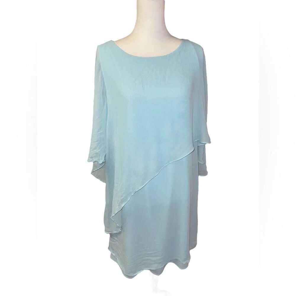 Soft Surroundings Mariah Silk Dress in Aquatic Blue women’s sz Large